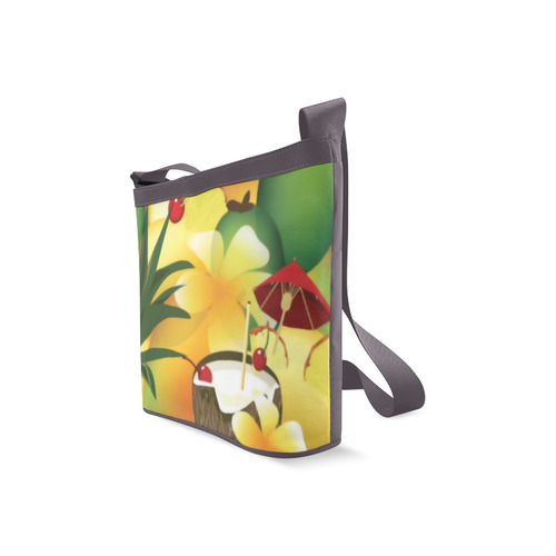 Tropical Floral Watercolor Pineapple Coconut Crossbody Bags (Model 1613)