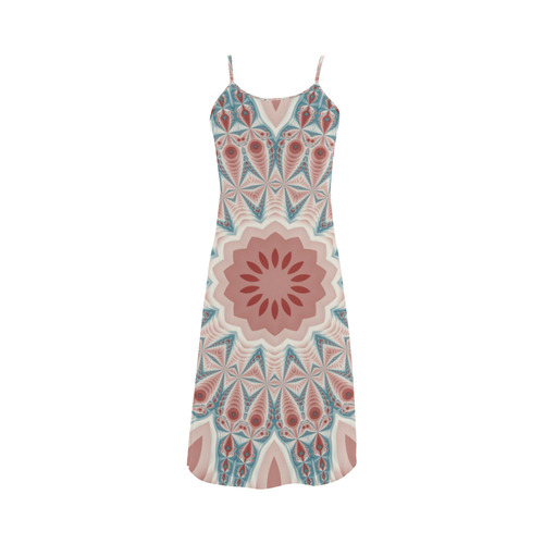 Modern Kaleidoscope Mandala Fractal Art Graphic Alcestis Slip Dress (Model D05)