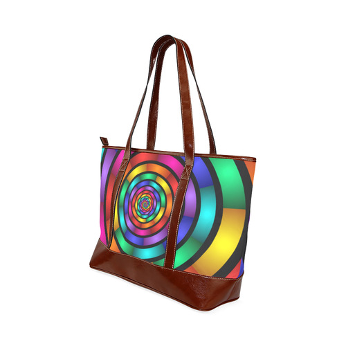 Round Psychedelic Colorful Modern Fractal Graphic Tote Handbag (Model 1642)