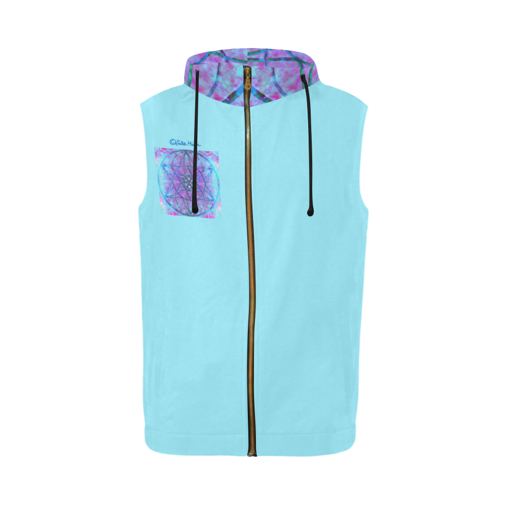 protection through an indigo wave All Over Print Sleeveless Zip Up Hoodie for Men (Model H16)