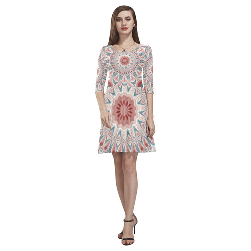 Modern Kaleidoscope Mandala Fractal Art Graphic Tethys Half-Sleeve Skater Dress(Model D20)