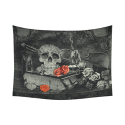 Steampunk Alchemist Mage Red Roses Celtic Skull Cotton Linen Wall Tapestry 80"x 60"