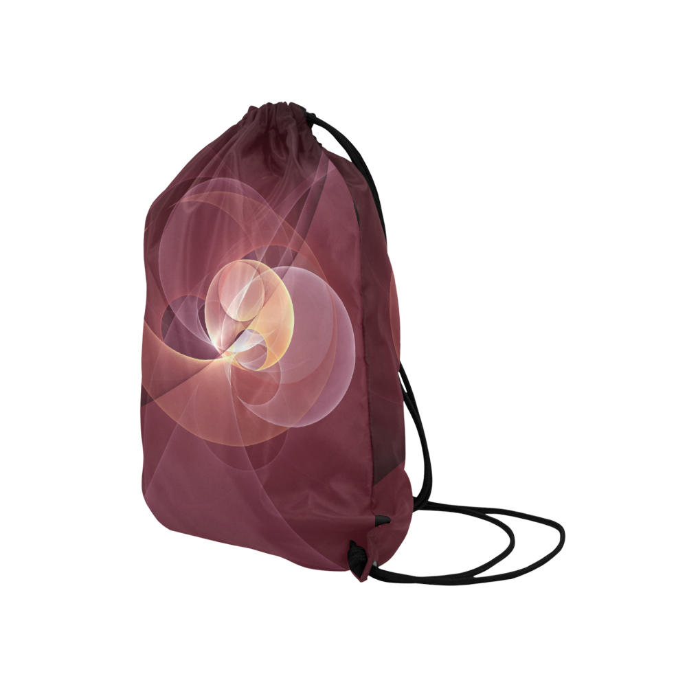 Movement Abstract Modern Wine Red Pink Fractal Art Medium Drawstring Bag Model 1604 (Twin Sides) 13.8"(W) * 18.1"(H)