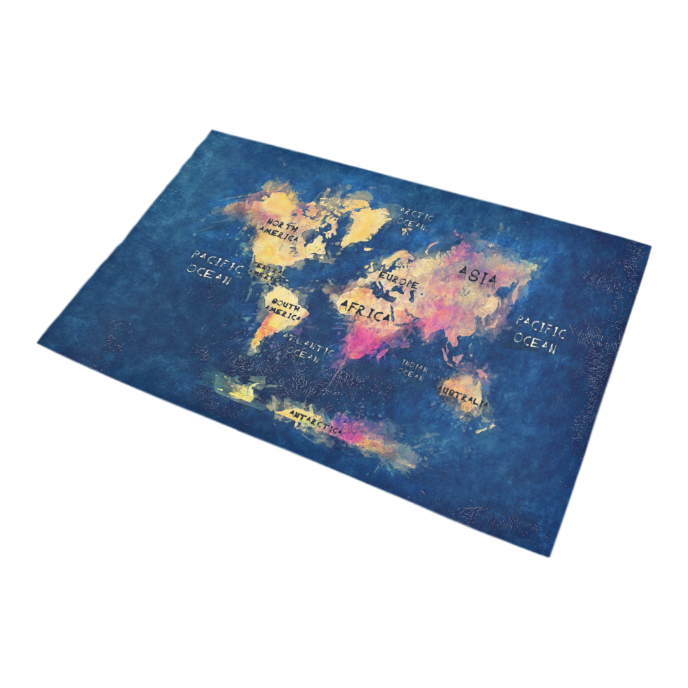 world map oceans and continents Bath Rug 20''x 32''