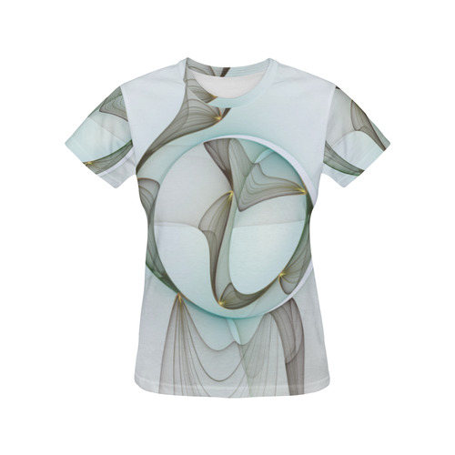 Abstract Modern Turquoise Brown Gold Elegance All Over Print T-Shirt for Women (USA Size) (Model T40)