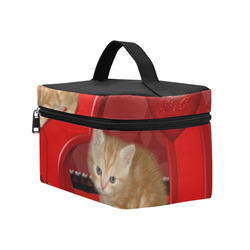 Cute kitten with hearts Cosmetic Bag/Large (Model 1658)