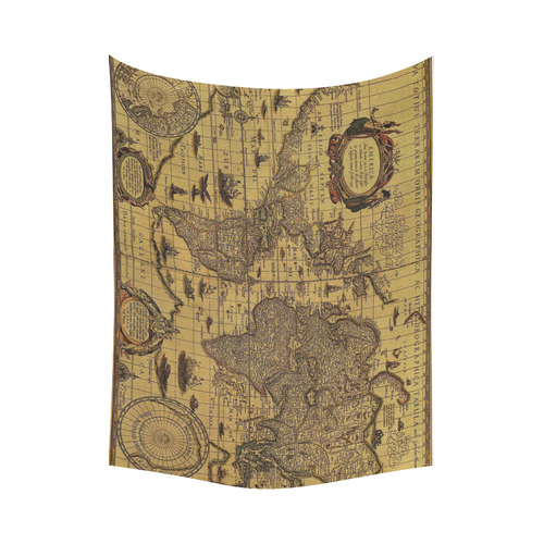 TApeçaria de parede mapa antigo do pirata Cotton Linen Wall Tapestry 80"x 60"