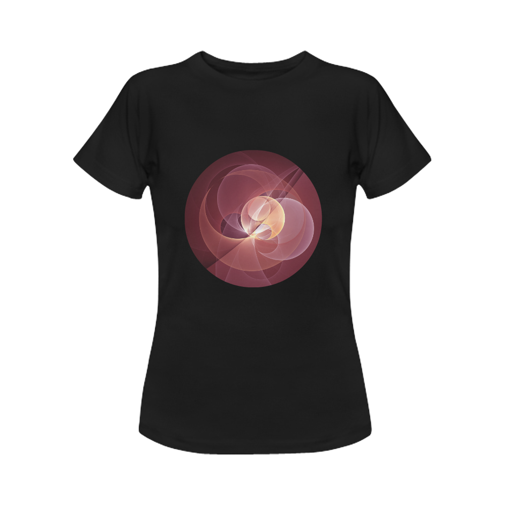 Movement Abstract Modern Wine Red Pink Fractal Art Women's Classic T-Shirt (Model T17）