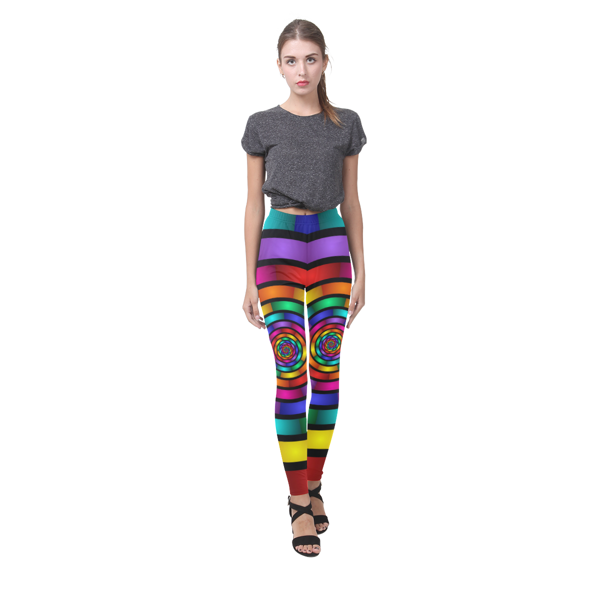 Round Psychedelic Colorful Modern Fractal Graphic Cassandra Women's Leggings (Model L01)