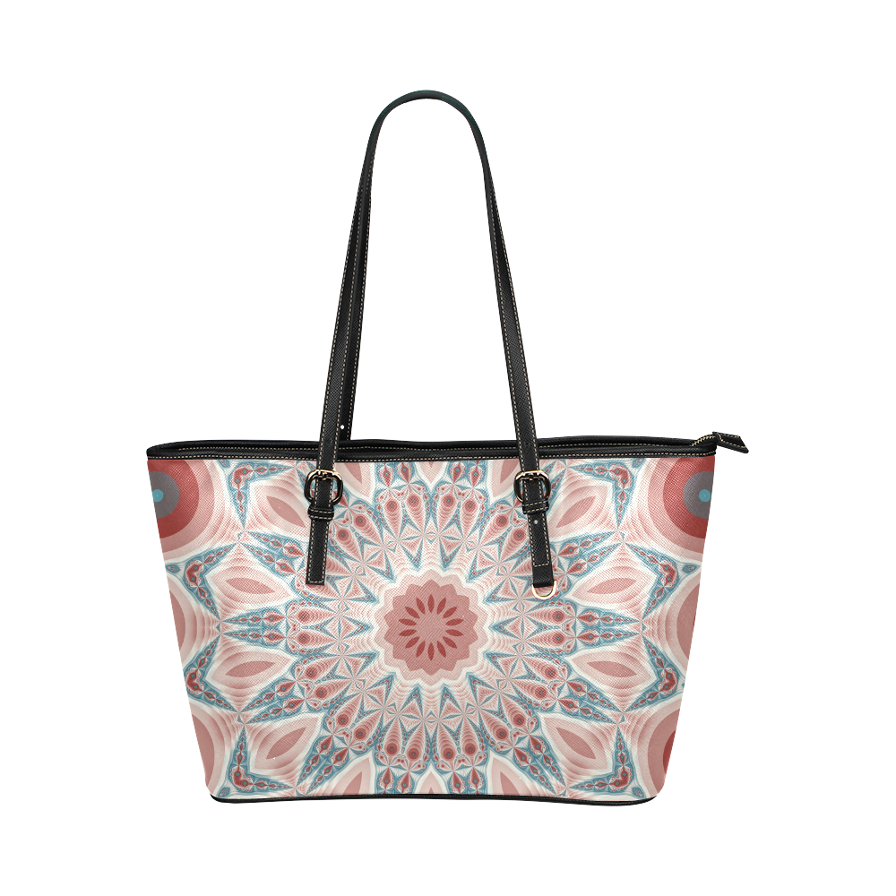 Modern Kaleidoscope Mandala Fractal Art Graphic Leather Tote Bag/Large (Model 1651)