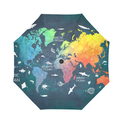 Print Pattern World Map Automatic Foldable Umbrella