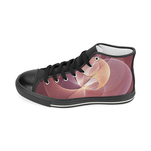Movement Abstract Modern Wine Red Pink Fractal Art Women's Classic High Top Canvas Shoes (Model 017)
