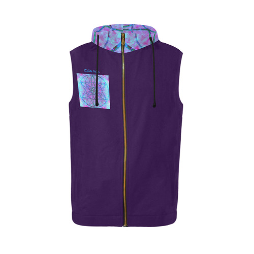 protection through an indigo wave All Over Print Sleeveless Zip Up Hoodie for Men (Model H16)