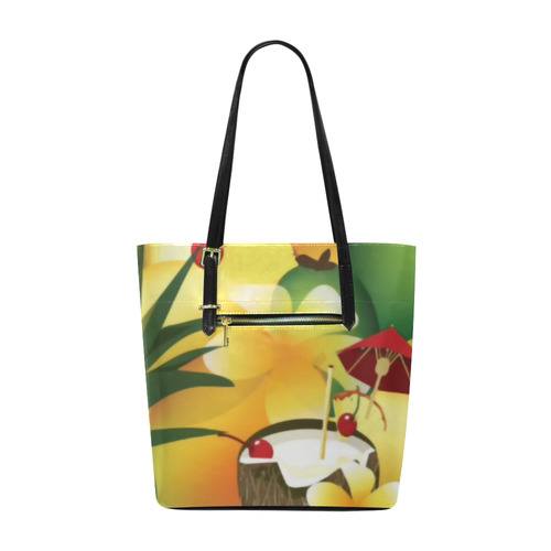 Tropical Floral Watercolor Pineapple Coconut Euramerican Tote Bag/Small (Model 1655)