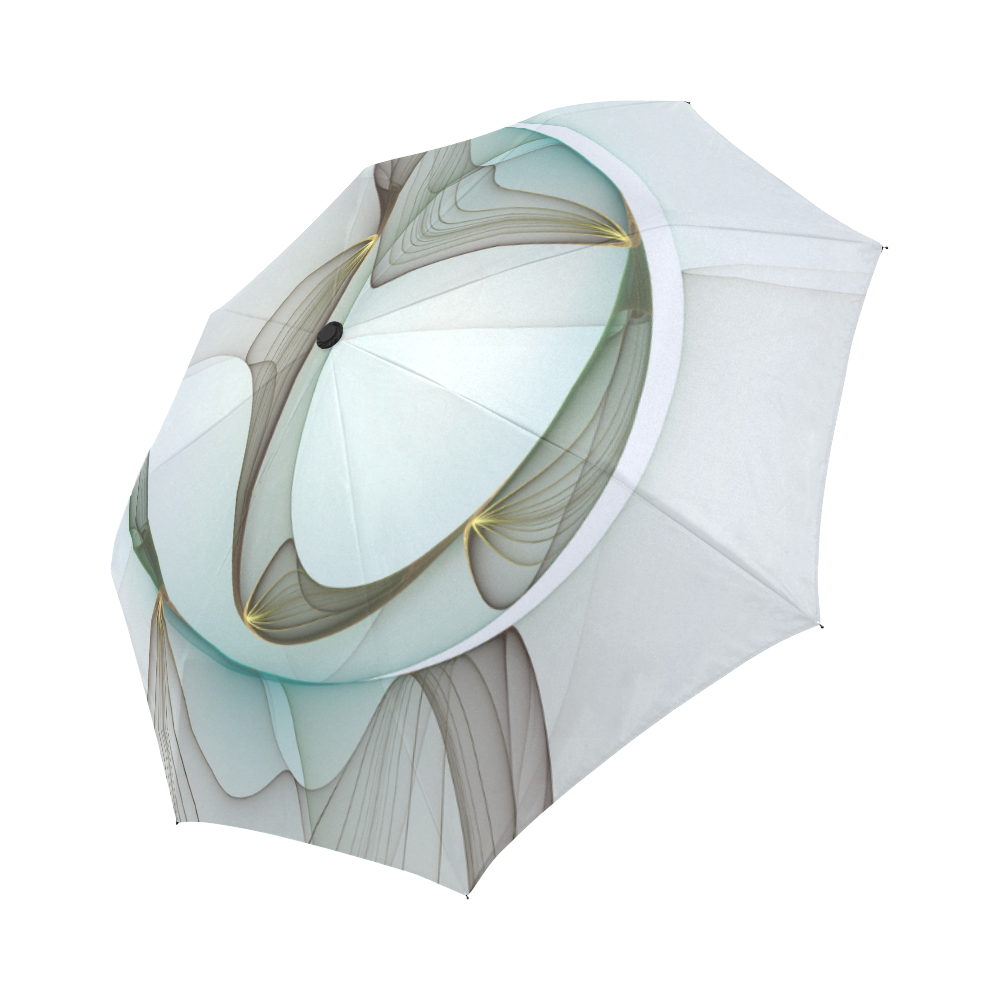 Abstract Modern Turquoise Brown Gold Elegance Auto-Foldable Umbrella (Model U04)