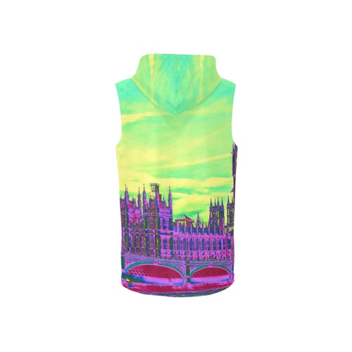 Impressive Travel - London by JamColors All Over Print Sleeveless Zip Up Hoodie for Women (Model H16)