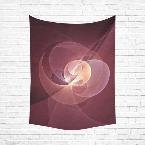 Movement Abstract Modern Wine Red Pink Fractal Art Cotton Linen Wall Tapestry 60"x 80"