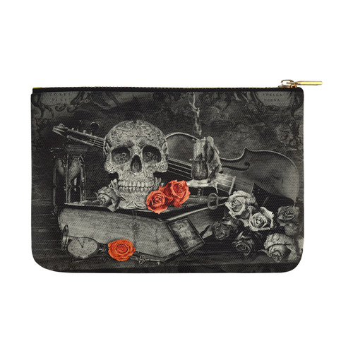 Steampunk Alchemist Mage Red Roses Celtic Skull Carry-All Pouch 12.5''x8.5''