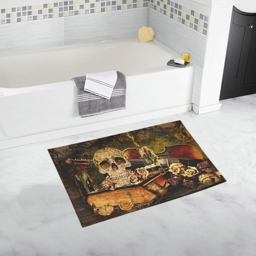 Steampunk Alchemist Mage Roses Celtic Skull Bath Rug 20''x 32''