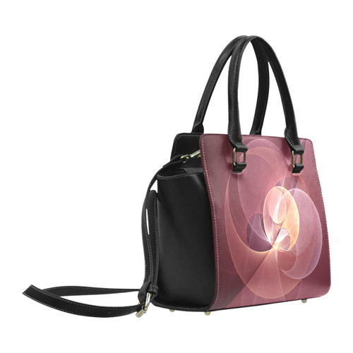 Movement Abstract Modern Wine Red Pink Fractal Art Classic Shoulder Handbag (Model 1653)