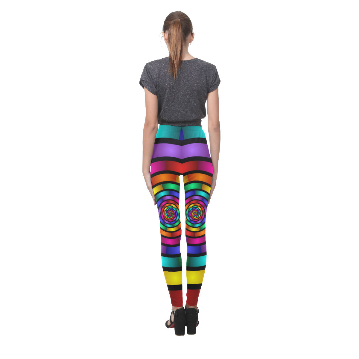 Round Psychedelic Colorful Modern Fractal Graphic Cassandra Women's Leggings (Model L01)