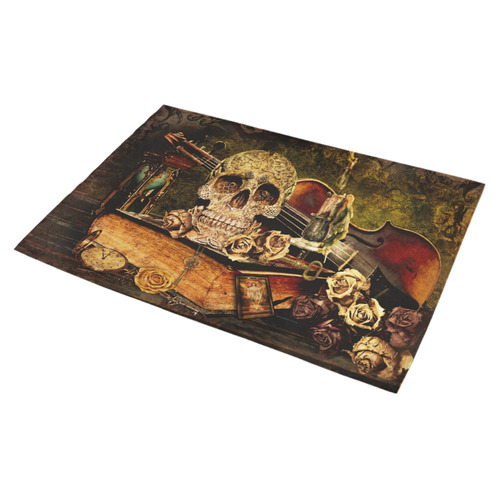 Steampunk Alchemist Mage Roses Celtic Skull Azalea Doormat 30" x 18" (Sponge Material)