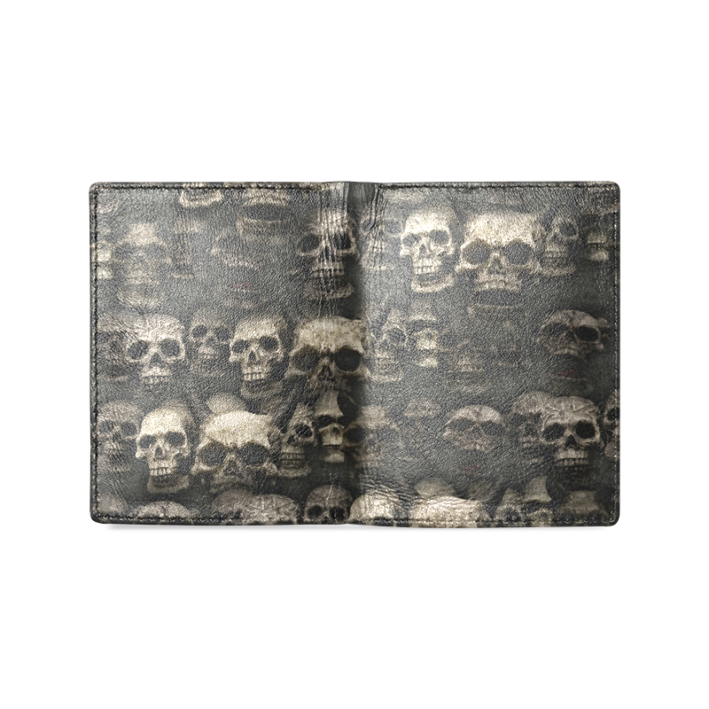 Crypt of the devilish dead skull Men's Leather Wallet (Model 1612)