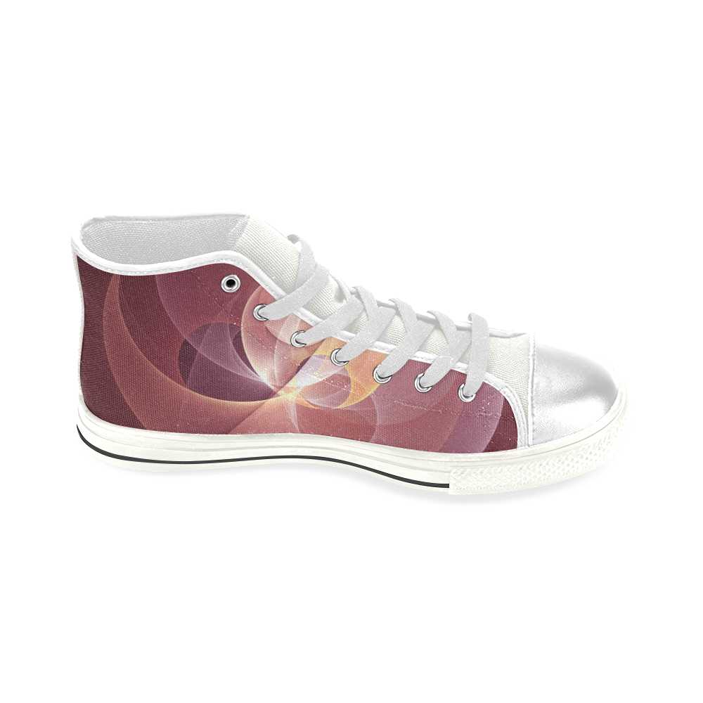 Movement Abstract Modern Wine Red Pink Fractal Art Women's Classic High Top Canvas Shoes (Model 017)