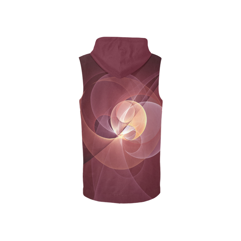 Movement Abstract Modern Wine Red Pink Fractal Art All Over Print Sleeveless Zip Up Hoodie for Women (Model H16)