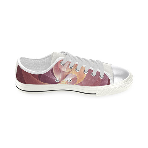 Movement Abstract Modern Wine Red Pink Fractal Art Women's Classic Canvas Shoes (Model 018)