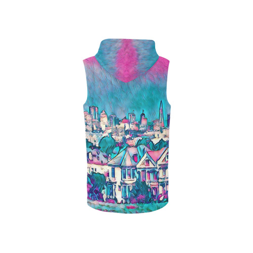 Impressive Travel -San Francisco 2 by JamColors All Over Print Sleeveless Zip Up Hoodie for Women (Model H16)