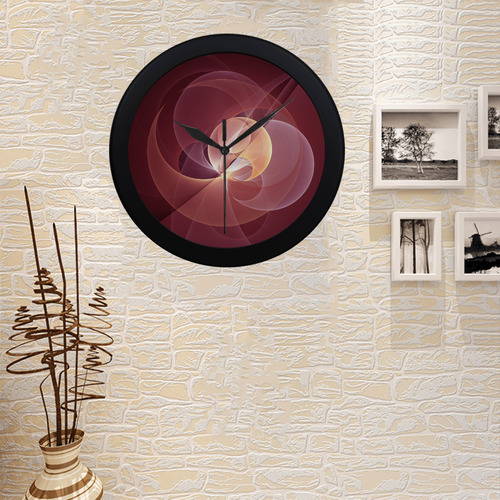 Movement Abstract Modern Wine Red Pink Fractal Art Circular Plastic Wall clock
