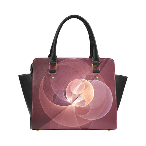 Movement Abstract Modern Wine Red Pink Fractal Art Classic Shoulder Handbag (Model 1653)