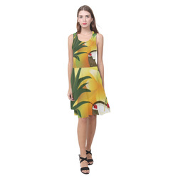 Tropical Floral Watercolor Pineapple Coconut Atalanta Casual Sundress(Model D04)