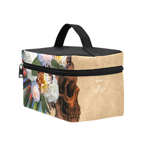 Amazing skull with feathers and flowers Cosmetic Bag/Large (Model 1658)