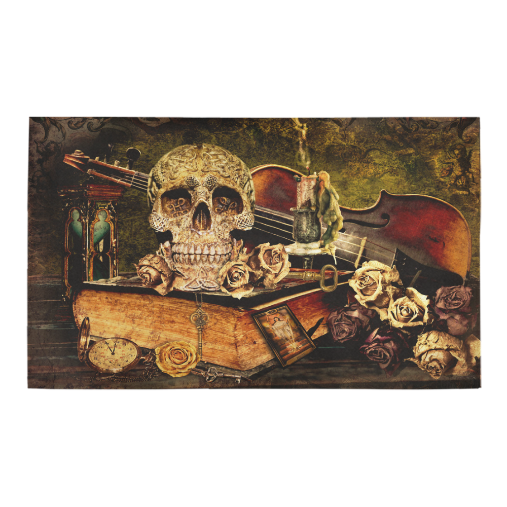 Steampunk Alchemist Mage Roses Celtic Skull Azalea Doormat 30" x 18" (Sponge Material)