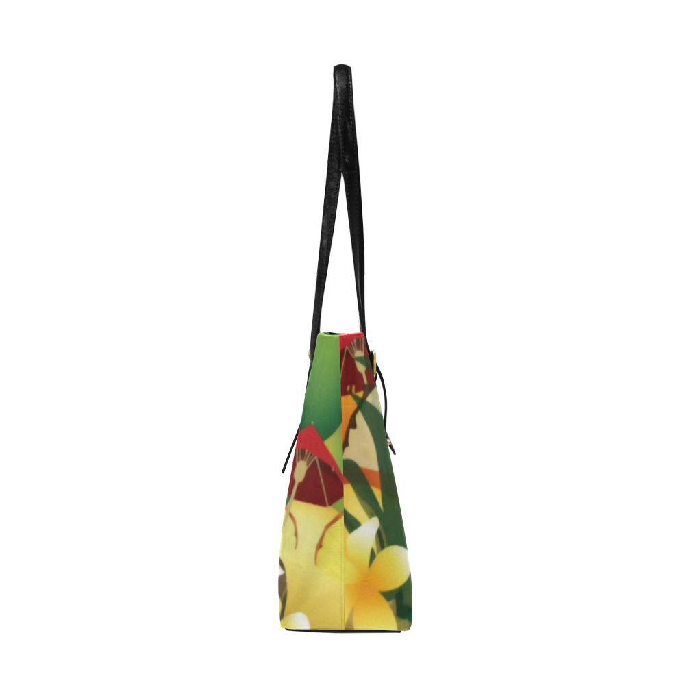 Tropical Floral Watercolor Pineapple Coconut Euramerican Tote Bag/Large (Model 1656)