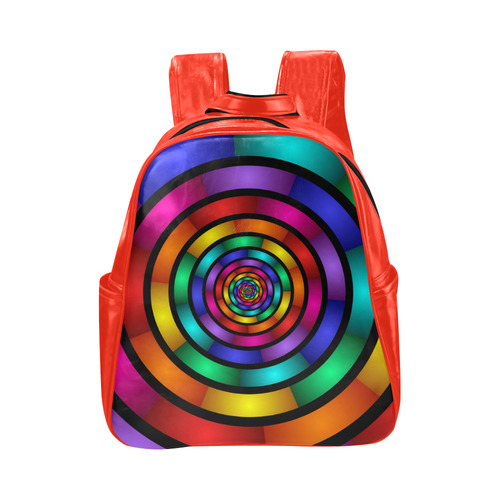 Round Psychedelic Colorful Modern Fractal Graphic Multi-Pockets Backpack (Model 1636)