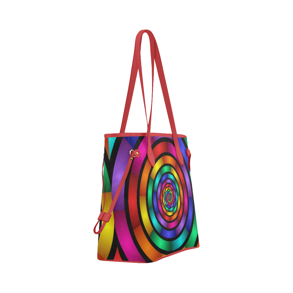 Round Psychedelic Colorful Modern Fractal Graphic Clover Canvas Tote Bag (Model 1661)