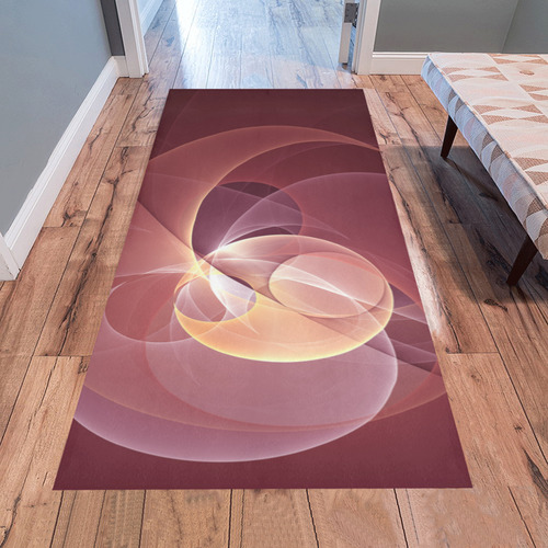 Movement Abstract Modern Wine Red Pink Fractal Art Area Rug 7'x3'3''