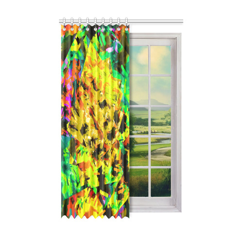 camouflage splash painting abstract in yellow green brown red orange Window Curtain 52" x 84"(One Piece)