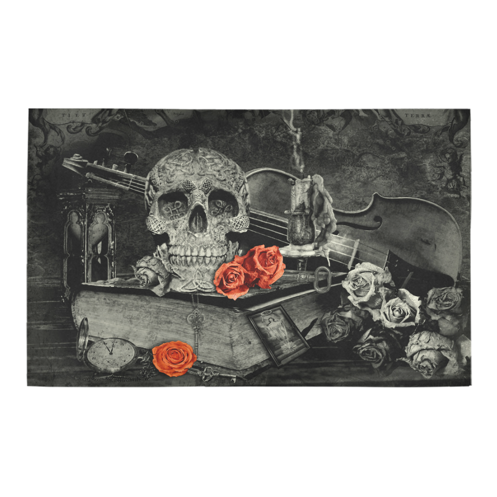 Steampunk Alchemist Mage Red Roses Celtic Skull Bath Rug 20''x 32''