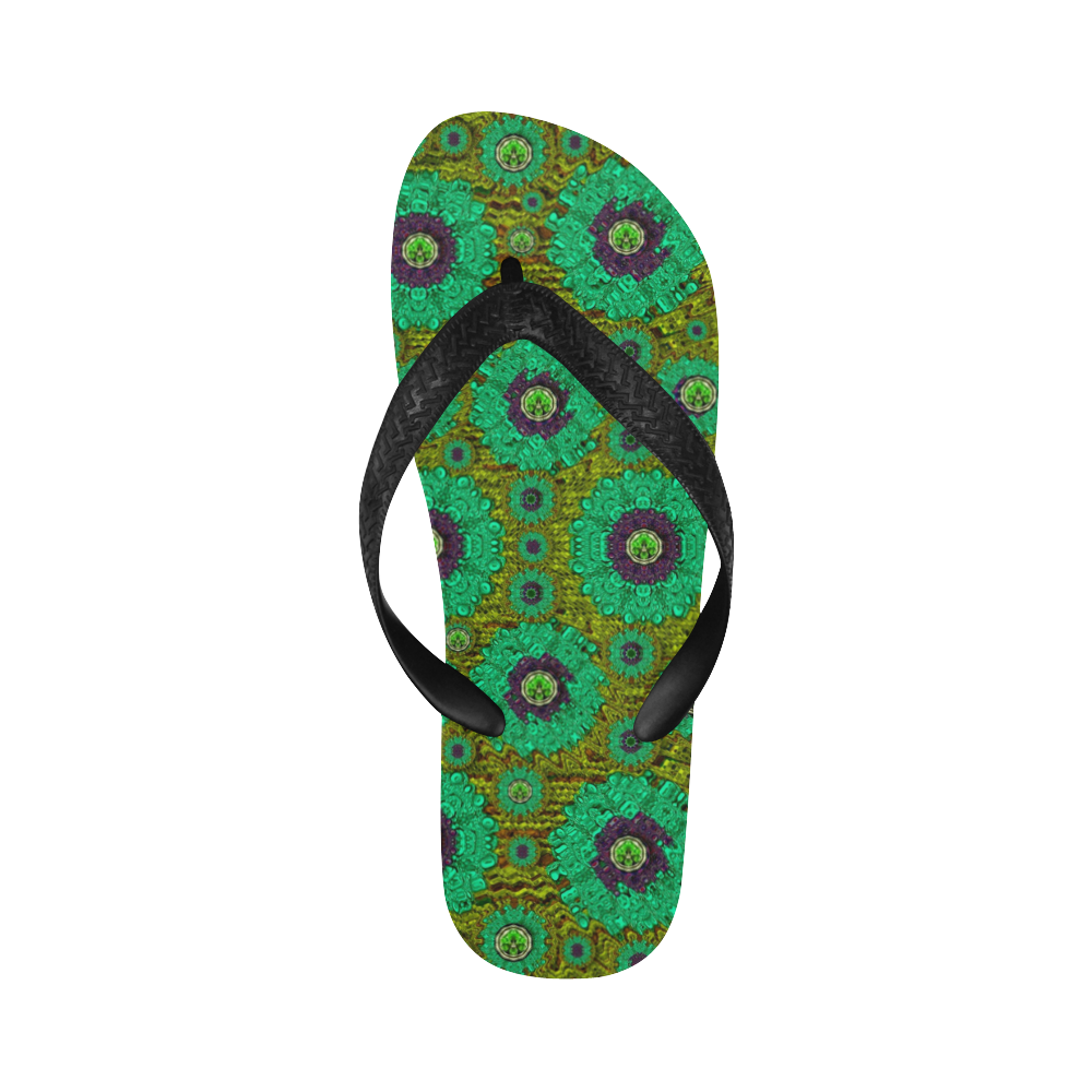 Peacock-flowers in the stars of eden  pop art Flip Flops for Men/Women (Model 040)