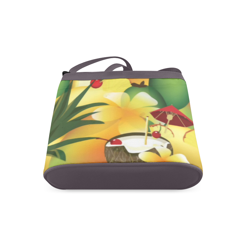 Tropical Floral Watercolor Pineapple Coconut Crossbody Bags (Model 1613)