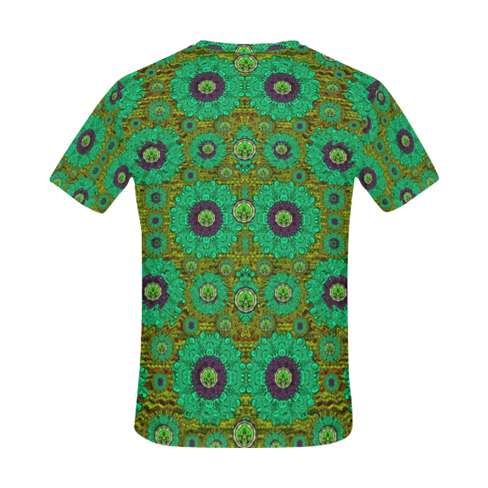 Peacock-flowers in the stars of eden  pop art All Over Print T-Shirt for Men (USA Size) (Model T40)