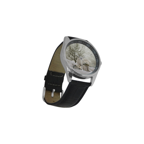 Awesome polar bear Men's Casual Leather Strap Watch(Model 211)