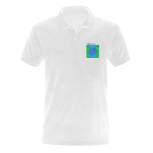 protection in nature colors-teal, blue and green Men's Polo Shirt (Model T24)