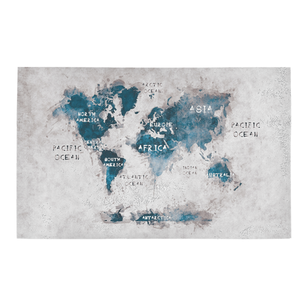 world map OCEANS and continents Bath Rug 20''x 32''