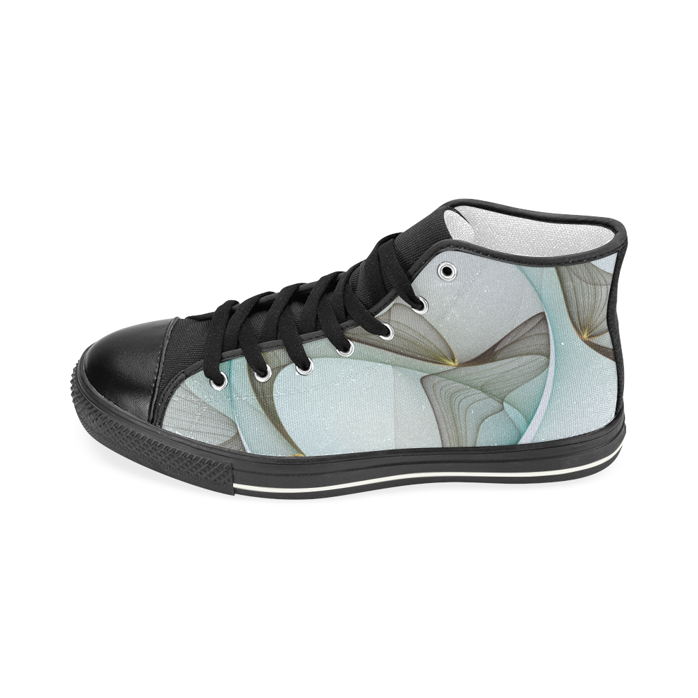 Abstract Modern Turquoise Brown Gold Elegance Women's Classic High Top Canvas Shoes (Model 017)