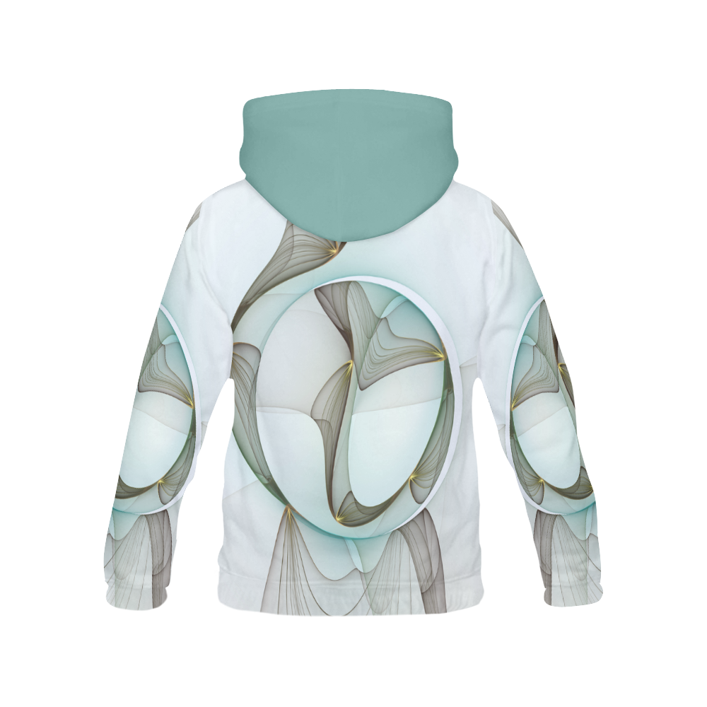 Abstract Modern Turquoise Brown Gold Elegance All Over Print Hoodie for Women (USA Size) (Model H13)